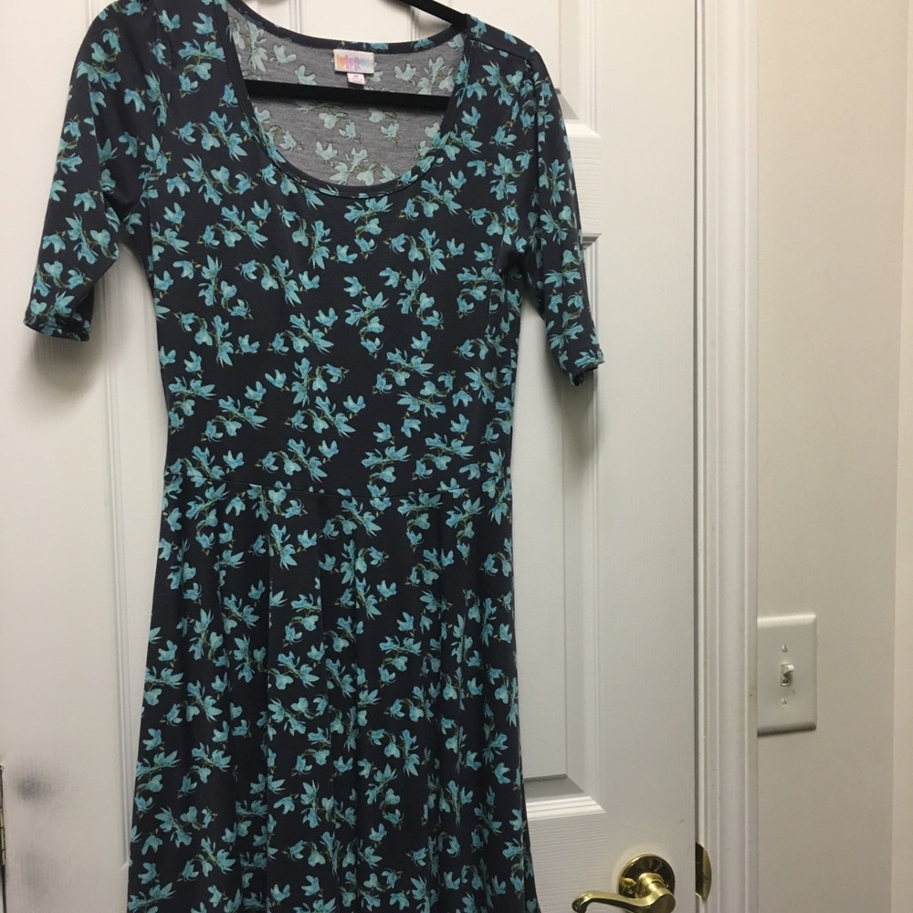 Nicole dress navy and aqua